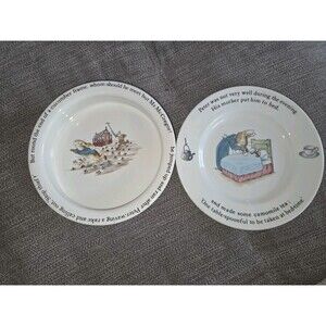 Vintage Wedgwood Peter Rabbit Set - Porringer Bowl & 7" Plate - Made in England